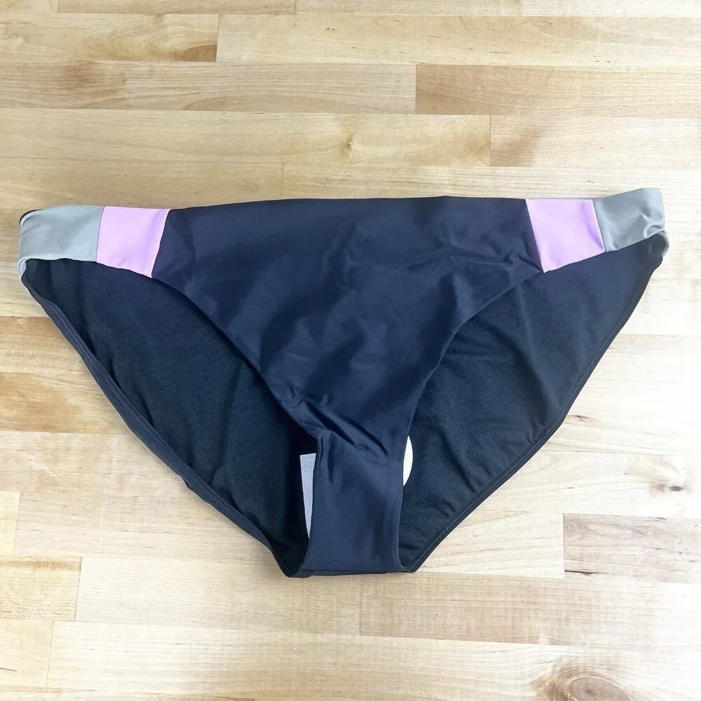 NWT prAna Tulum Swim‎ Bottoms Bikini Size XL Black Colorblock NEW